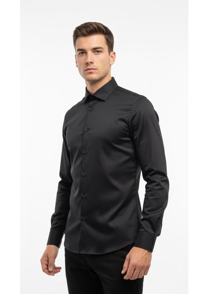 Erkek Klasik Slim Fit Gömlek – Nefes Alan Kumaş, Şık Ofis Gömleği, Beyaz/siyah fiyatları