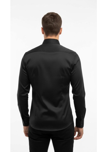 Erkek Klasik Slim Fit Gömlek – Nefes Alan Kumaş, Şık Ofis Gömleği, Beyaz/siyah fırsatları