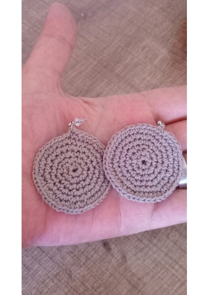 Örgü Crochet Yuvarlak Rose Renk Küpe modelleri