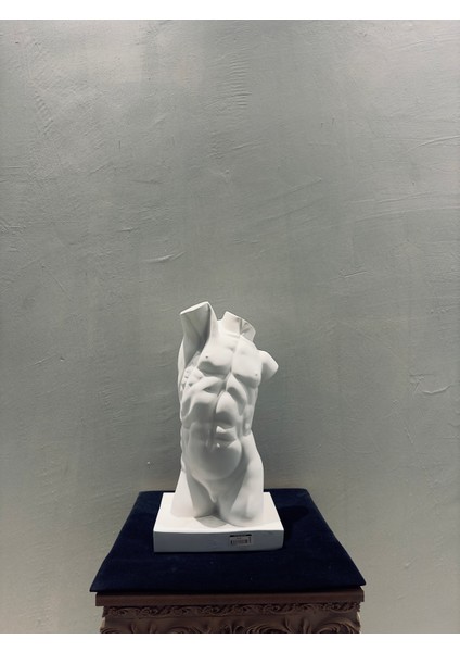 Dekoratif Antik Yunan Erkek Torso Heykeli 45×22 cm | Minimalist Klasik Büst | Boyanabilir Polyester Modern Heykel | Ev & Ofis Dekorasyonu