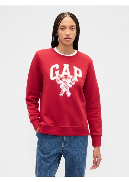 Kadın Kırmızı Relaxed Gap Logo Sweatshirt