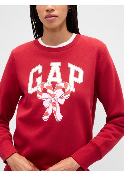 Kadın Kırmızı Relaxed Gap Logo Sweatshirt modelleri