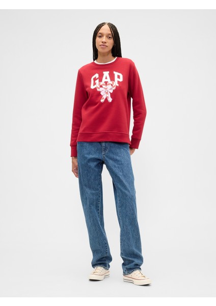 Kadın Kırmızı Relaxed Gap Logo Sweatshirt fırsatları