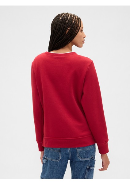 Kadın Kırmızı Relaxed Gap Logo Sweatshirt indirimleri