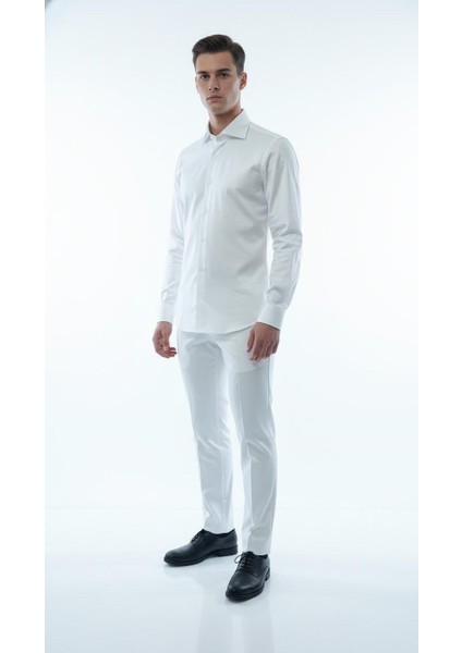 Erkek Klasik Slim Fit Gömlek – Nefes Alan Kumaş, Şık Ofis Gömleği, Beyaz/siyah fiyatları