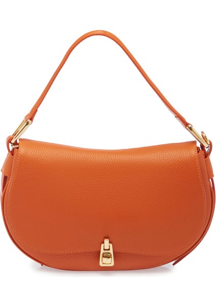Turuncu Hakiki Deri Kadın Çapraz Askılı Çanta - S25Y1BC80135-J35