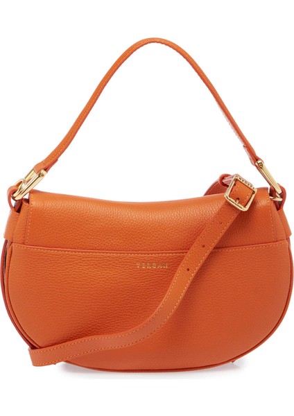 Turuncu Hakiki Deri Kadın Çapraz Askılı Çanta - S25Y1BC80135-J35