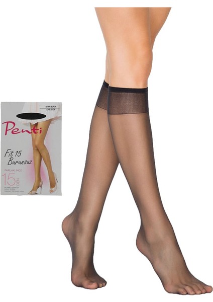 Fit 15 Burunsuz Parlak Kadın Pantolon Diz Altı Çorabı Siyah fiyatları