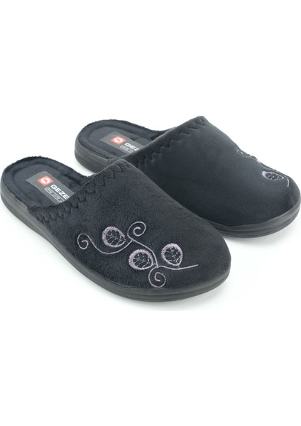 Kadın Kışlık Pu Rahat Taban Nakışlı Tasarım Ev Bahçe Terlik modelleri