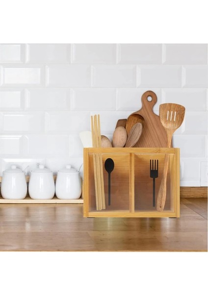 Bambu 2 Bölmeli Dekoratif Tezgah Üstü Kaşıklık modelleri