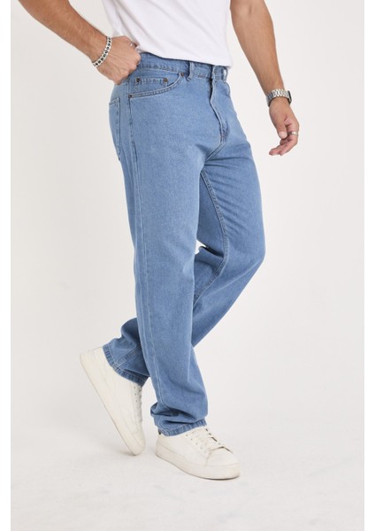 Erkek Mavi Baggy Denim Pantolon