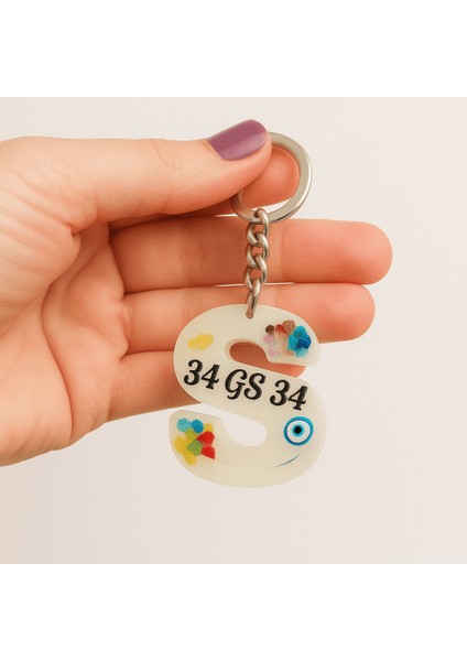 S Harfi - Kişiye Özel - Epoksi Reçine Anahtarlık - El Yapımı - Çelik Tokalı fiyatları