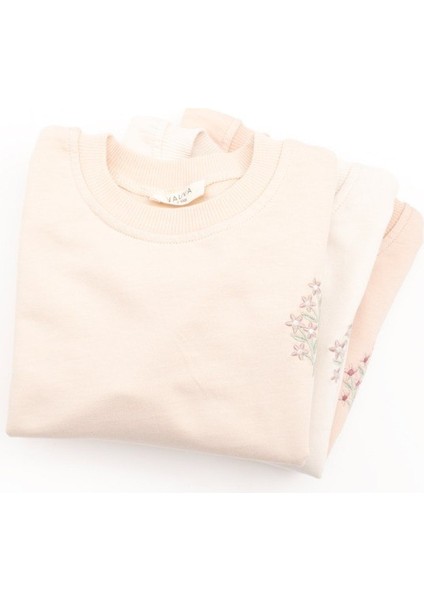 Çiçek Nakışlı Sweatshirt – Ekru indirimleri