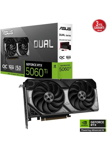 DUAL-RTX5060TI-O16G RTX5060TI 16GB Gddr7 128BIT 3xdp/1xhdmı