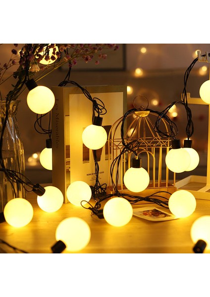 5 Metre 28 LED Mini Top Işık - Sarı Işık, Fişli, Siyah Kablo Dekoratif LED Zincir modelleri