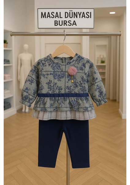 Çiçek Desenli Şifon Gömlekli Taytlı Kız Bebek Takım 3-6 Ay modelleri