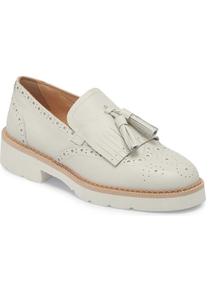 Beyaz Hakiki Deri Kadın Loafer - K25I1AY68027-N3O