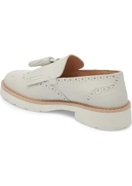 Beyaz Hakiki Deri Kadın Loafer - K25I1AY68027-N3O