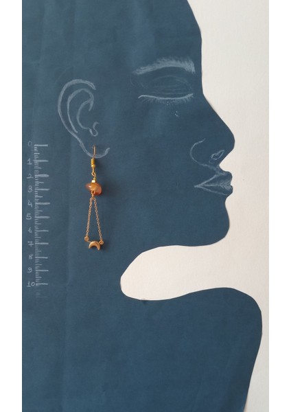 Akik Taşlı Sallantılı Küpe