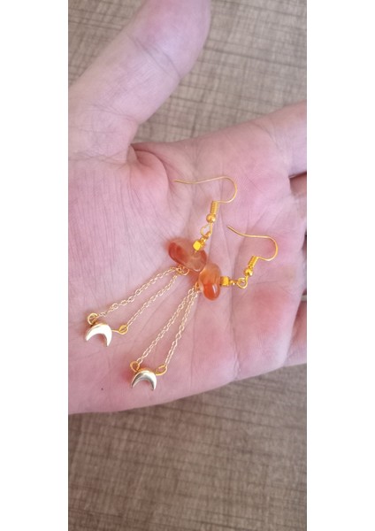 Akik Taşlı Sallantılı Küpe modelleri