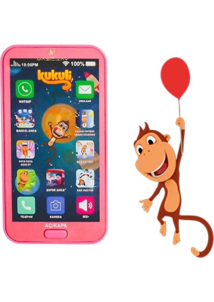 Kukuli Dokunmatik Oyuncak Telefon 12 Fonksiyonlu Türkçe Sesli Işıklı Müzikli Pilli Eğlendiren modelleri