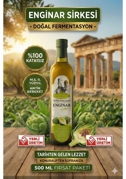 Doğal Fermente Enginar Sirkesi 500 ml - Katkısız, Ev Yapımı Tadında, Vegan ve Glutensiz