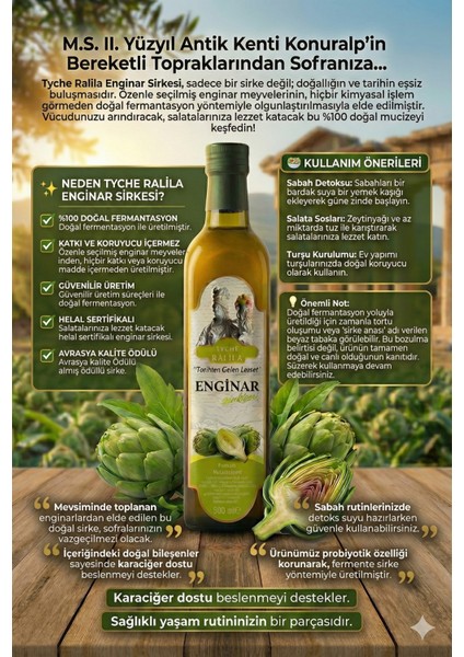 Doğal Fermente Enginar Sirkesi 500 ml - Katkısız, Ev Yapımı Tadında, Vegan ve Glutensiz fiyatları