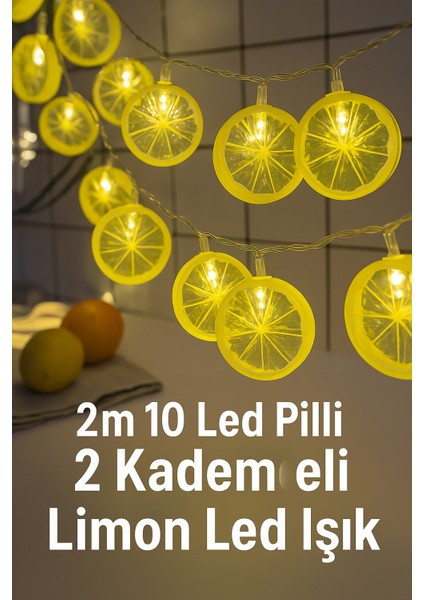 2 Metre 10 LED Limon Işık - Pilli, 2 Kademeli ve Dekoratif Yaz Temalı LED Zincir