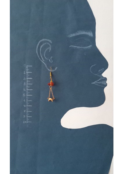 Akik Taşlı Sallantılı Küpe