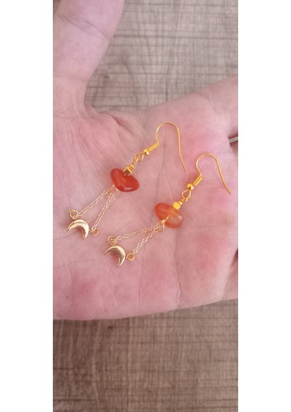 Akik Taşlı Sallantılı Küpe modelleri