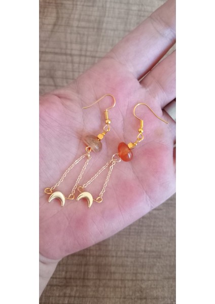 Akik Taşlı Sallantılı Küpe modelleri