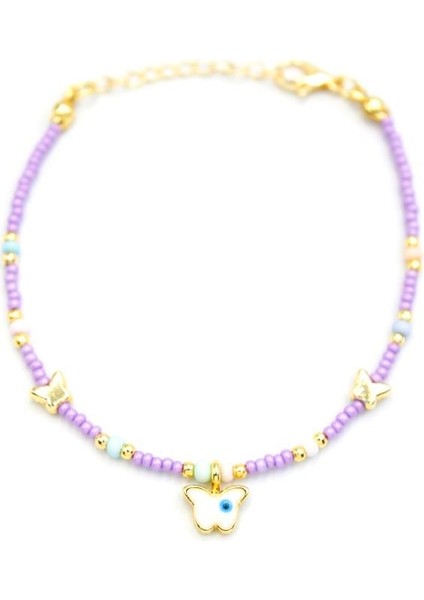 Kelebek Boncuk Bileklik - Mor