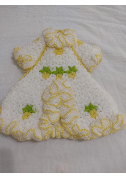 El Örgüsü Iki Katlı Beyaz-Sarı Banyo Lifi, Çeyizlik