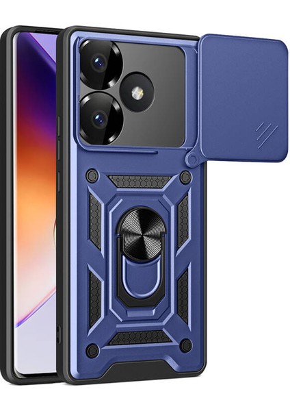 Xiaomi Poco F6 Kılıf Magnetik Standlı Kamera Korumalı Slide Sürgülü Cover Kapak