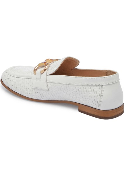 Beyaz Hakiki Deri Kadın Loafer - K25I1AY68032-A26
