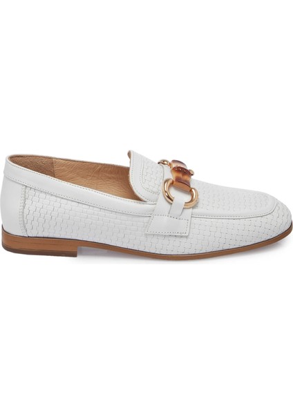 Beyaz Hakiki Deri Kadın Loafer - K25I1AY68032-A26