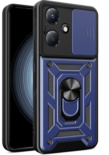 Infinix Hot 30 Play Kılıf Magnetik Standlı Kamera Korumalı Slide Sürgülü Cover Kapak