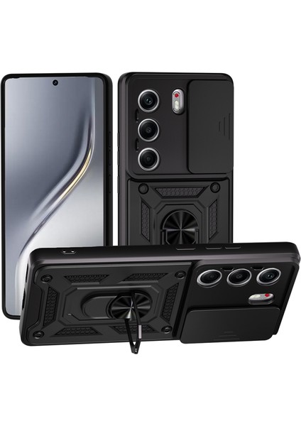 Tecno Camon 40 4g Kılıf Magnetik Standlı Kamera Korumalı Slide Sürgülü Cover Kapak