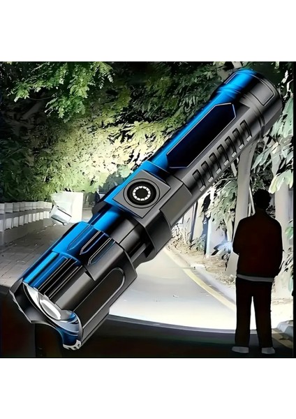 Çok Fonksiyonlu Yüksek Güçlü Teleskopik Zoomlu LED El Feneri fırsatları