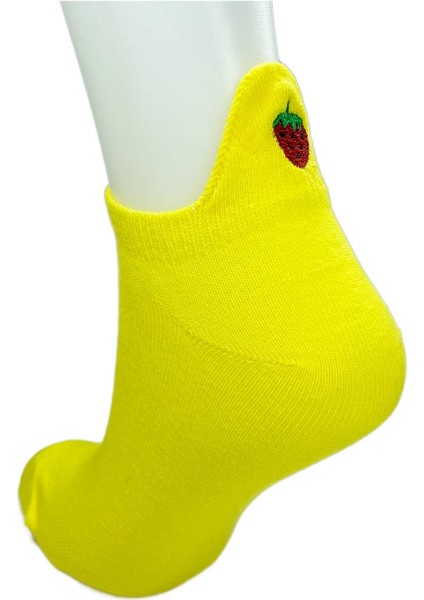 6 Çift Çilek Nakış Baskılı Pamuklu Yumuşak Kadın Bilek Çorap indirimleri