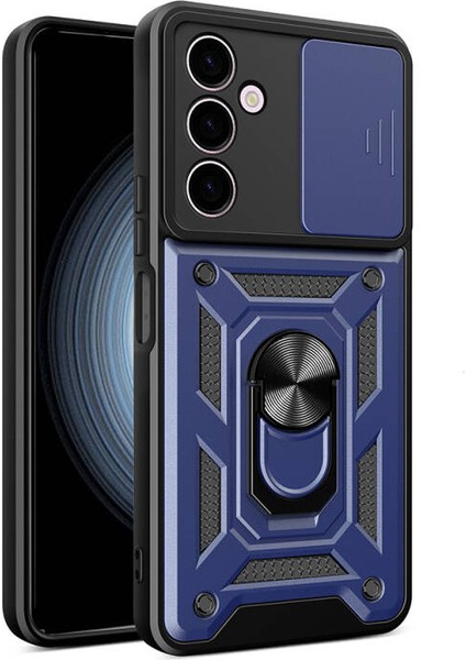 Samsung Galaxy A24 Kılıf Magnetik Standlı Kamera Korumalı Slide Sürgülü Cover Kapak