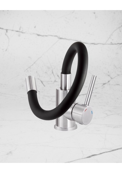 Luno BOC_B720 Paslanmaz Siyah Çelik Mutfak Evye Bataryası | Esnek Silikon Uçlu , 360° Dönebilir, Havalandırıcılı Akış ,Sessiz kullanım, Su Tasarrufu