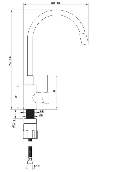 Luno BOC_B720 Paslanmaz Siyah Çelik Mutfak Evye Bataryası | Esnek Silikon Uçlu , 360° Dönebilir, Havalandırıcılı Akış ,Sessiz kullanım, Su Tasarrufu