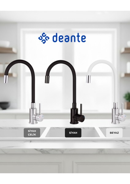 Luno BOC_B720 Paslanmaz Siyah Çelik Mutfak Evye Bataryası | Esnek Silikon Uçlu , 360° Dönebilir, Havalandırıcılı Akış ,Sessiz kullanım, Su Tasarrufu