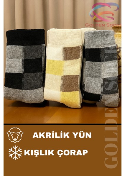 Unisex Sıcak Tutan Kalın Kışlık 3 Çift Desenli Yün Çorap, Isı Emici Çorap modelleri