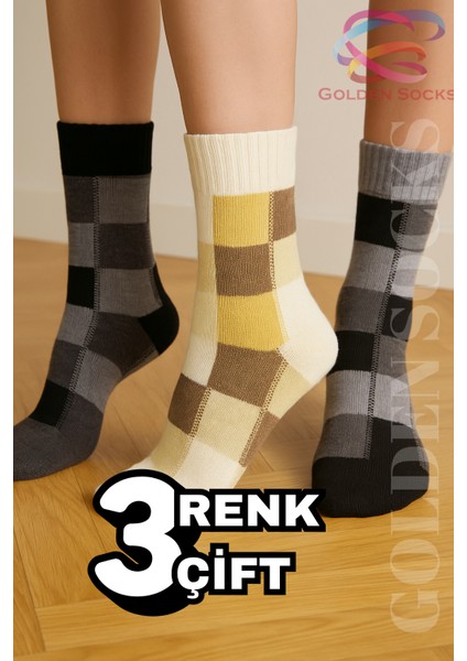 Unisex Sıcak Tutan Kalın Kışlık 3 Çift Desenli Yün Çorap, Isı Emici Çorap indirimleri