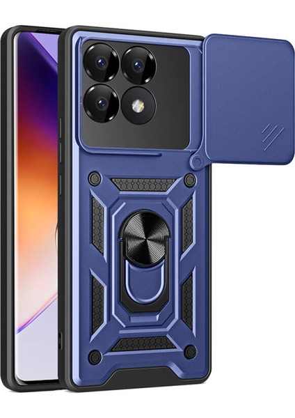 Xiaomi Poco F6 Pro Kılıf Magnetik Standlı Kamera Korumalı Slide Sürgülü Cover Kapak