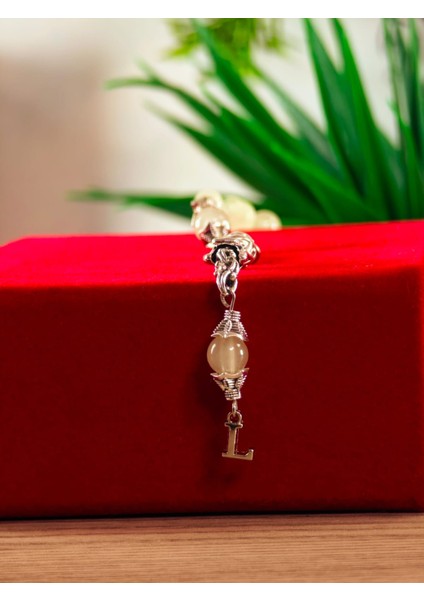 Kedi Gözü Kişiye Özel Harfli Hediyelik Tesbih Gece Karanlıkta Parlar 8 mm Küre Tesbih