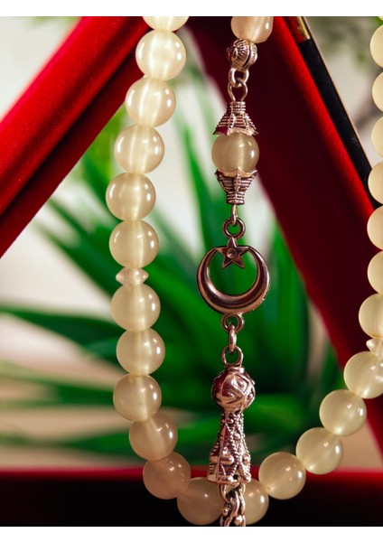 Kedi Gözü Kişiye Özel Harfli Hediyelik Tesbih Gece Karanlıkta Parlar 8 mm Küre Tesbih