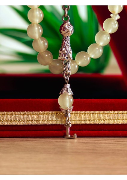 Kedi Gözü Kişiye Özel Harfli Hediyelik Tesbih Gece Karanlıkta Parlar 8 mm Küre Tesbih